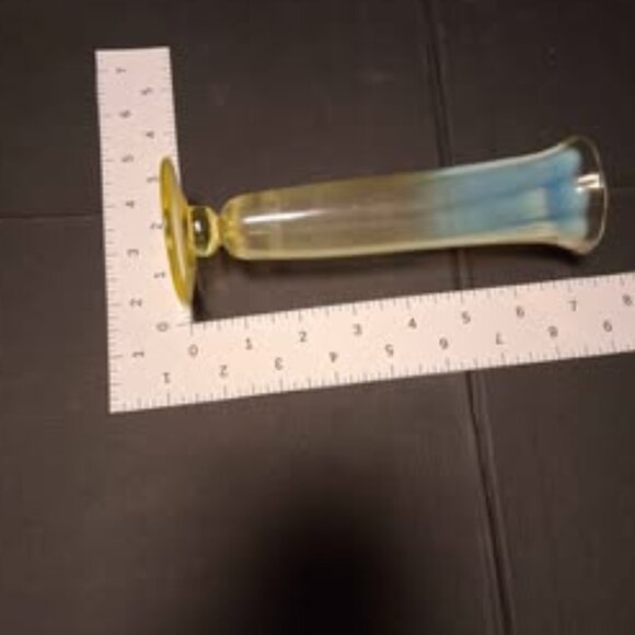 Vintage Uranium Glass Vase by V Hankercheif - Picture 4 of 8